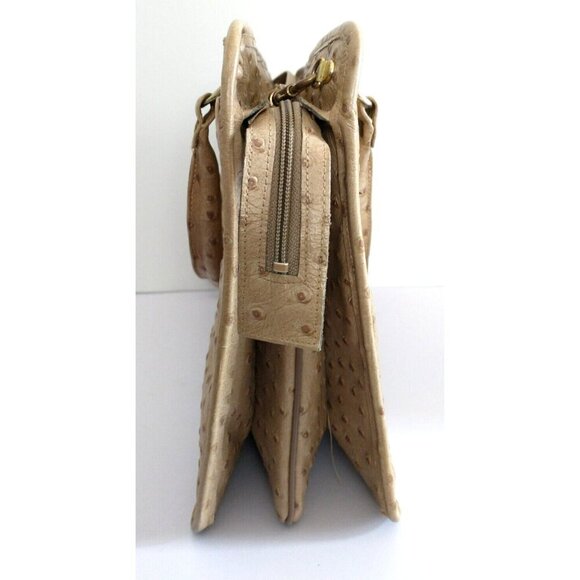 Original By Caprice Faux Ostrich Convertible Shoulder Bag Purse Beige 13 x 12 - Picture 6 of 12